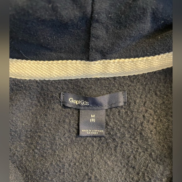 Gap Kids Navy Blue Fleece Zipper Sweatshirt with Hood - Picture 4 of 4